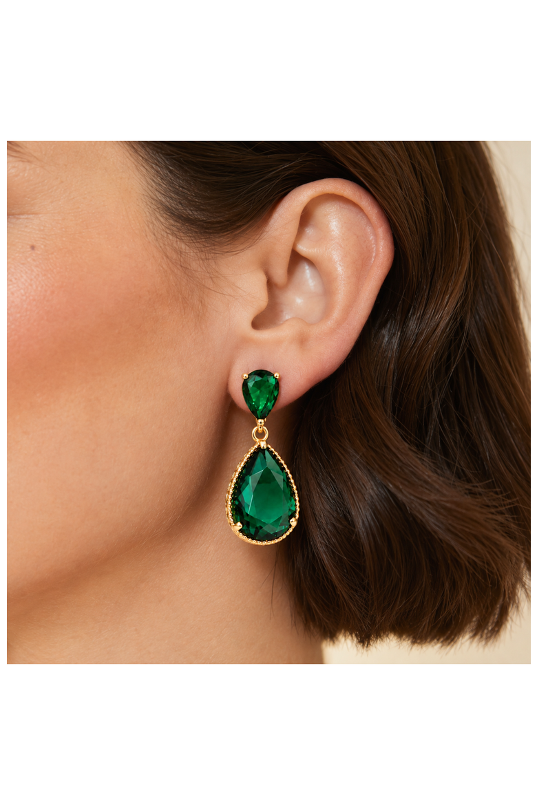 Emerald Green Drop Earrings, Alternate, color, Emerald Green