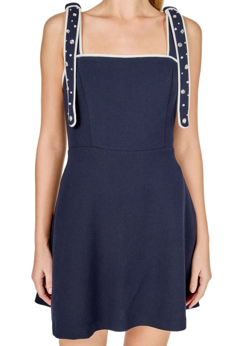 Bead Embellished Fit & Flare Minidress, Alternate, color, NAVY