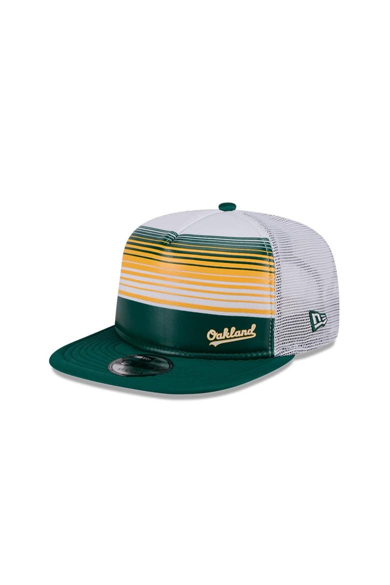 Men's New Era Green Oakland Athletics Cooperstown Collection Team Horizon 9FIFTY A-Frame Trucker Snapback Hat, Main, color, Green