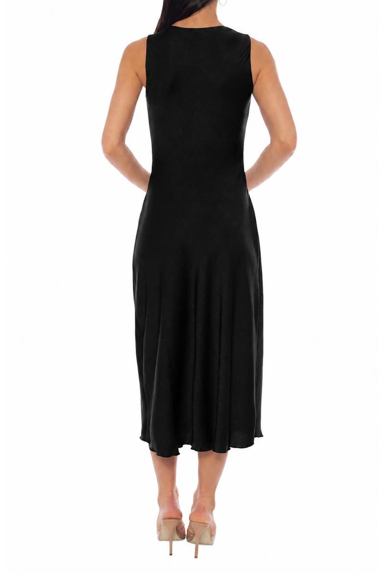 Crepe Satin Cowl Neck Midi Dress, Alternate, color, BLACK