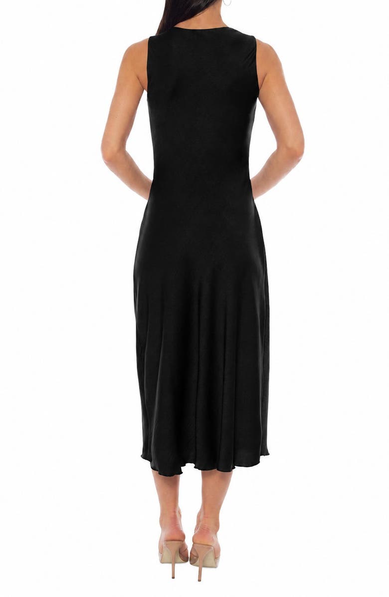 bebe Crepe Satin Cowl Neck Midi Dress, Alternate, color, Black