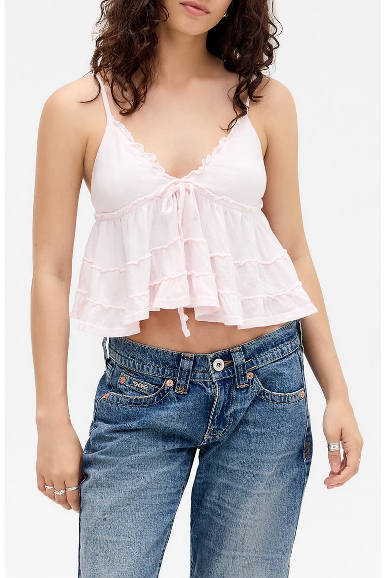 Frill Babydoll Crop Camisole, Main, color, PINK