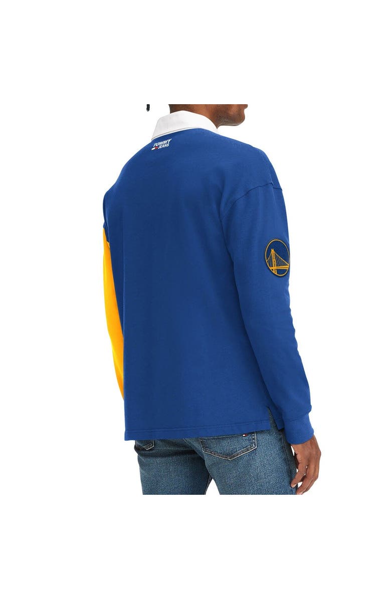 TOMMY JEANS Men's Tommy Jeans Royal/Yellow Golden State Warriors Ronnie Rugby Long Sleeve T-Shirt, Alternate, color, Royal