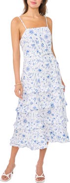 CeCe Belted Ruffled Midi Dress