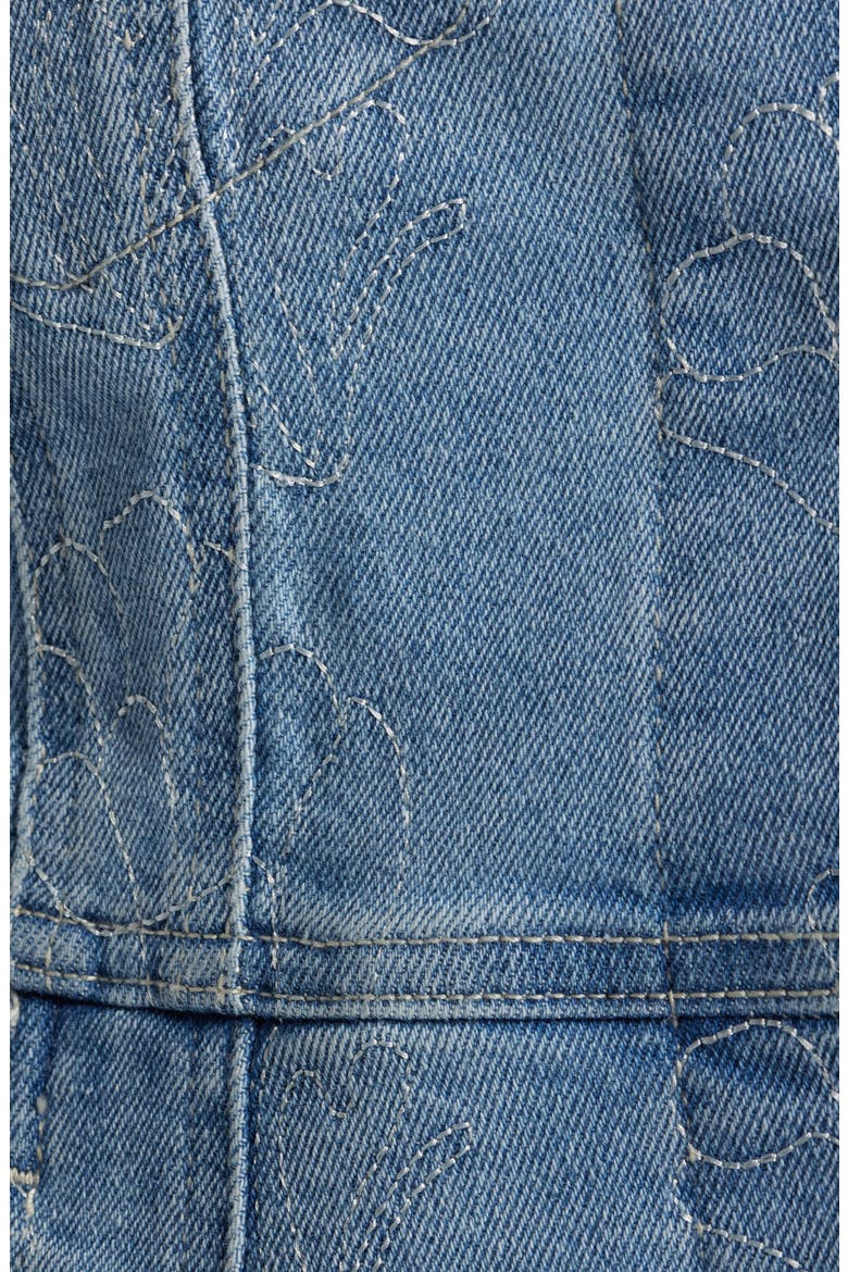 Embroidered Peplum Denim Jacket, Alternate, color, LIGHT BLUE