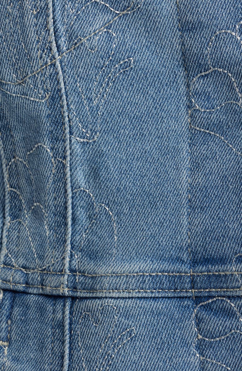 Wit & Wisdom Embroidered Peplum Denim Jacket, Alternate, color, Light Blue