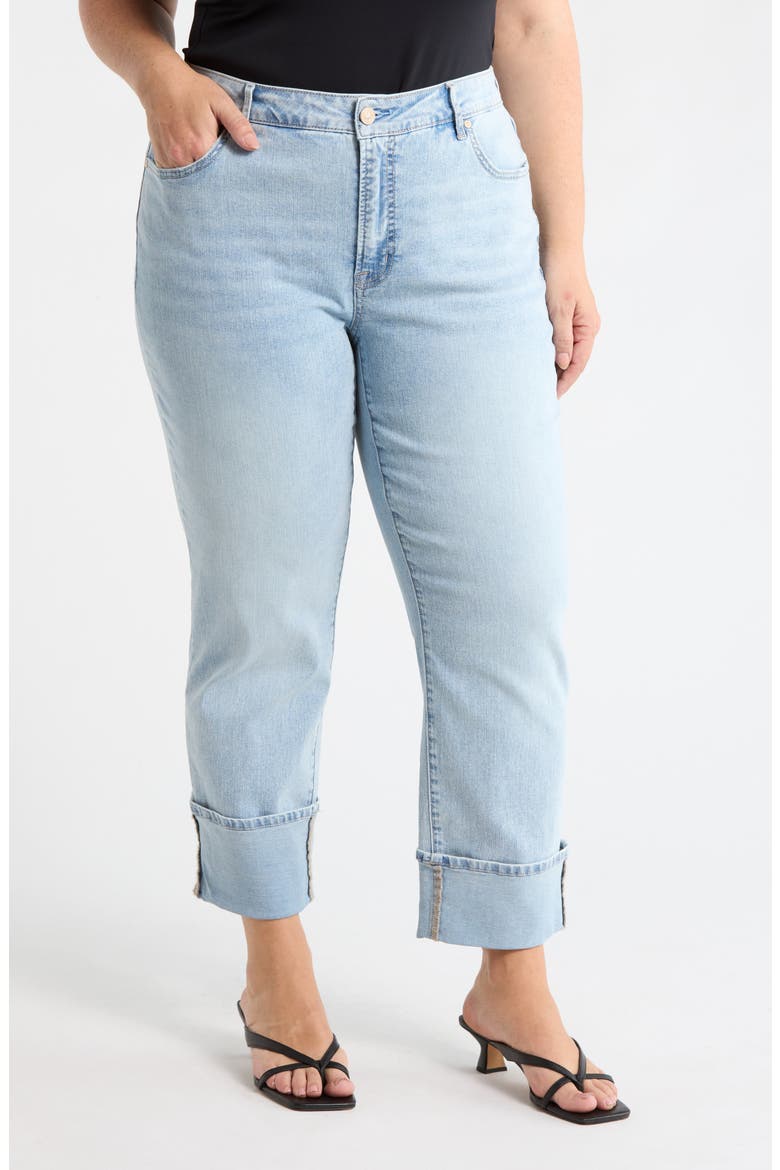High Waist Straight Leg Cuffed Hem Jeans, Main, color, FREE SPIRIT
