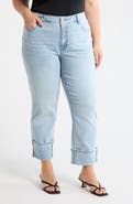 Seven7 High Waist Straight Leg Cuffed Hem Jeans