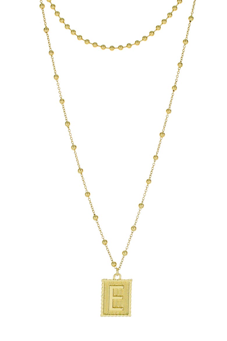 Initial B Dot Layered Pendant Necklace, Main, color, GOLD - E