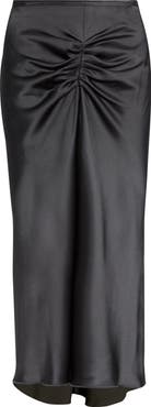 Victoria Beckham Gathered Satin Midi Skirt