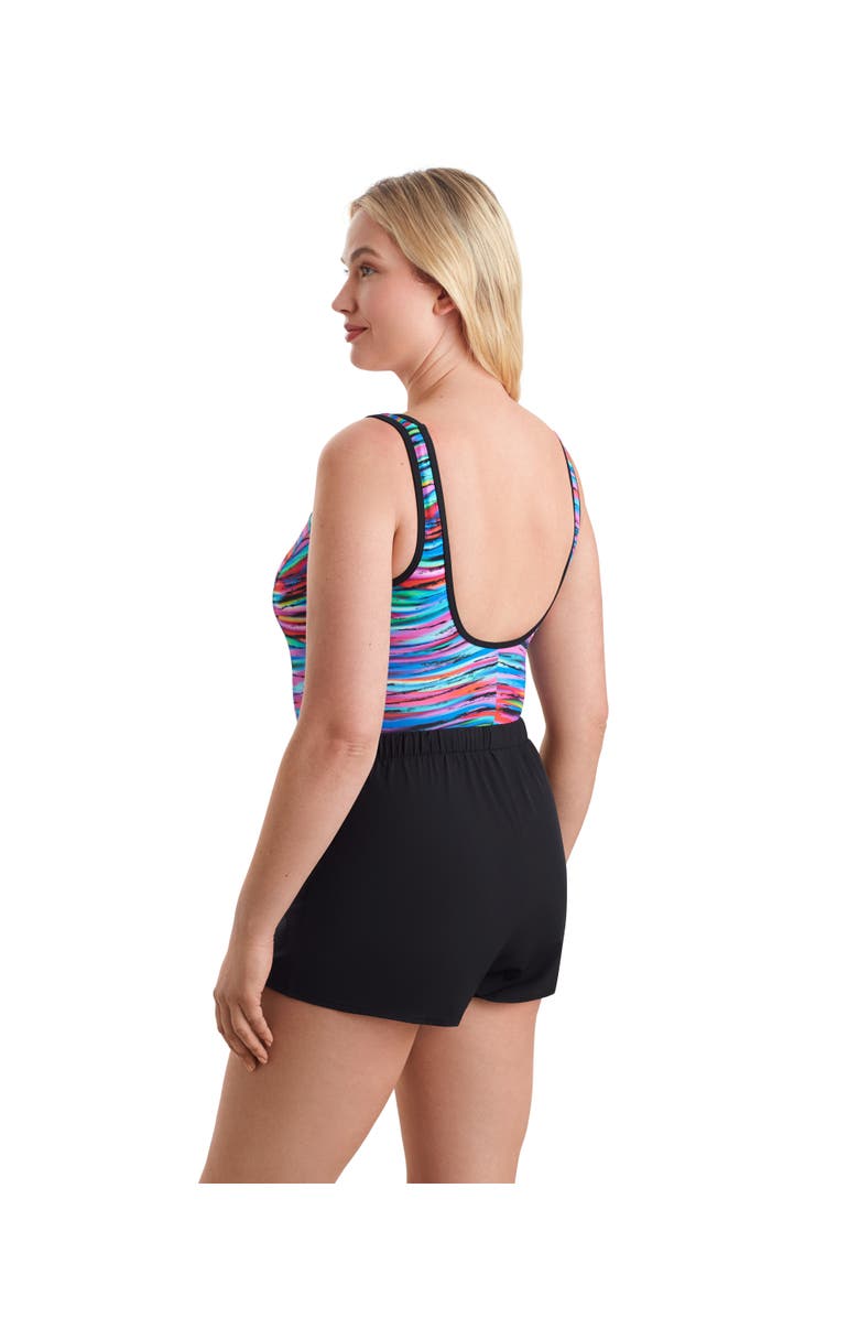 ShapeSolver Sport Binded Scoopneck Runaround Chlorine Resistant One-Piece Swimsuit, Alternate, color, Tidal Wave