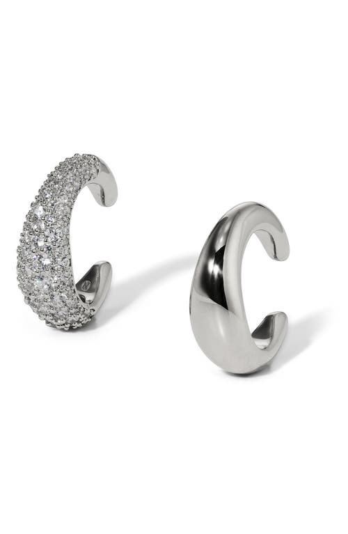 Nadri Pisa Set Of 2 Mismatched Ear Cuffs In Metallic