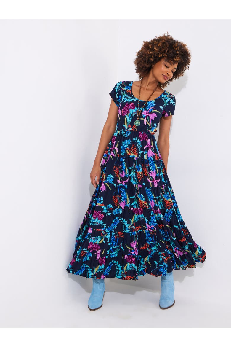 Short Sleeve Flowy Maxi Dress, Alternate, color, CORAL REEF FLORAL