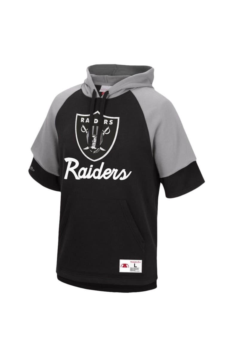 Mitchell & Ness Men's Mitchell & Ness Black Las Vegas Raiders Home Advantage Raglan Short Sleeve Pullover Hoodie, Alternate, color, Black
