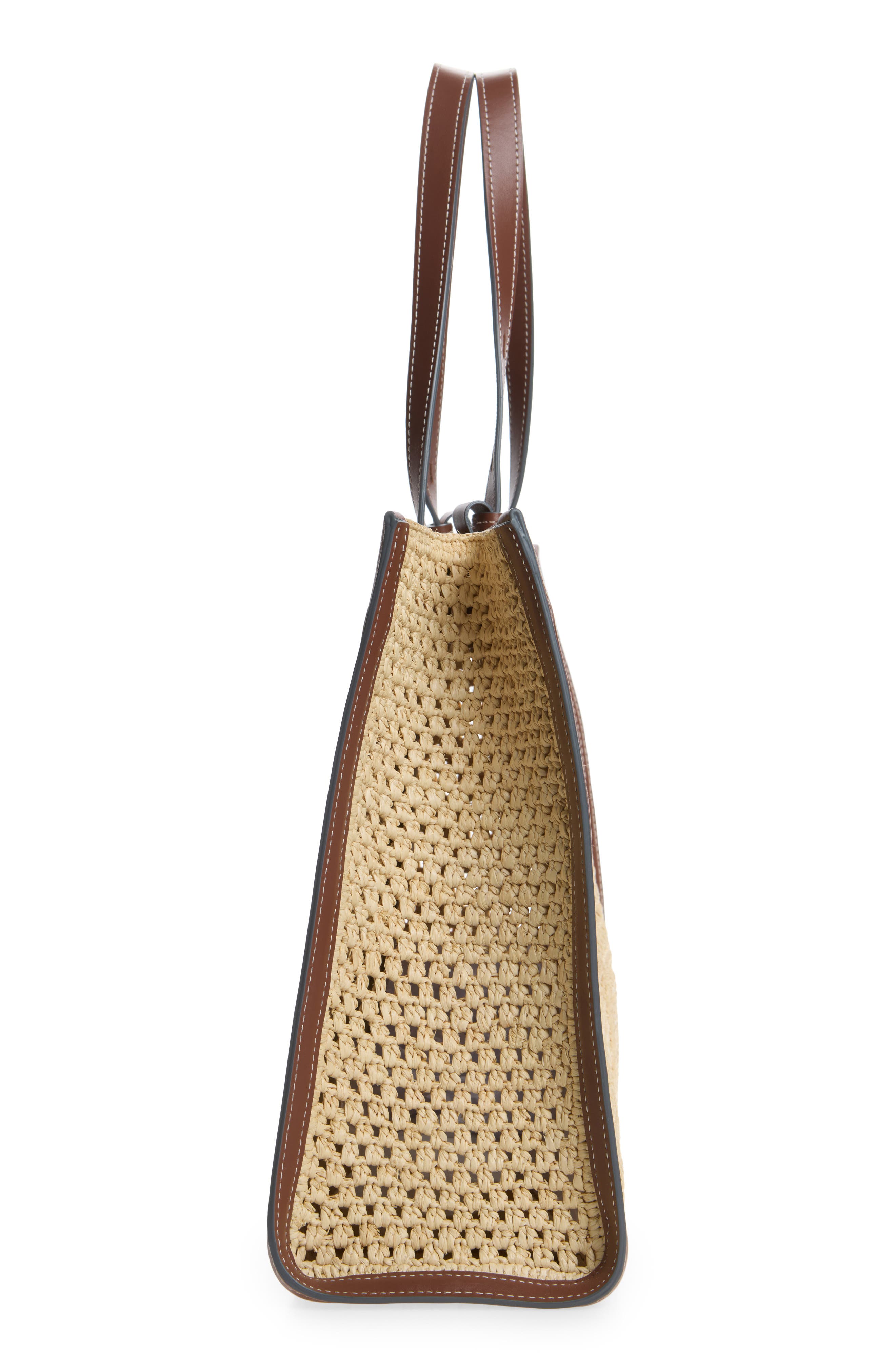 Mortimer Patchwork Crochet Raffia Tote, Alternate, color, NATURAL