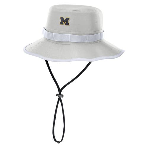 Nike Gray Michigan Wolverines 2025 Sideline Apex Boonie Bucket Hat In Silver