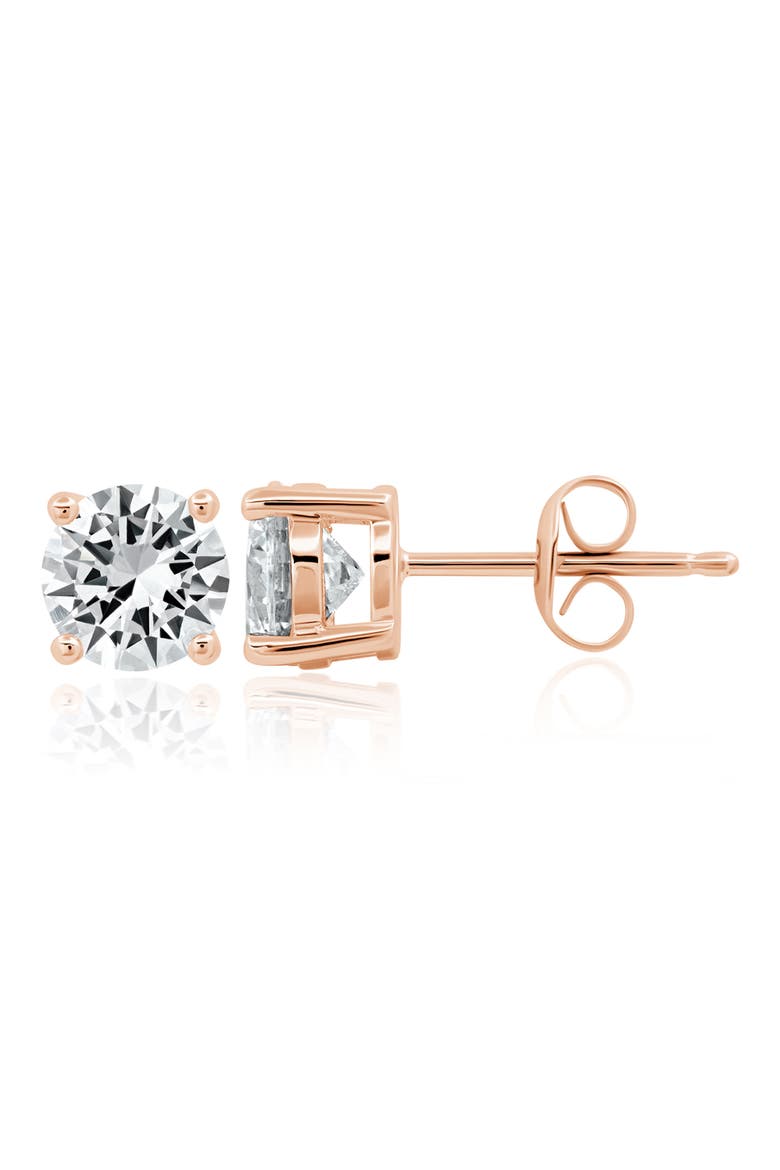Brilliant Cubic Zirconia Stud Earrings, Main, color, 18KT ROSE GOLD/ CLEAR STONE