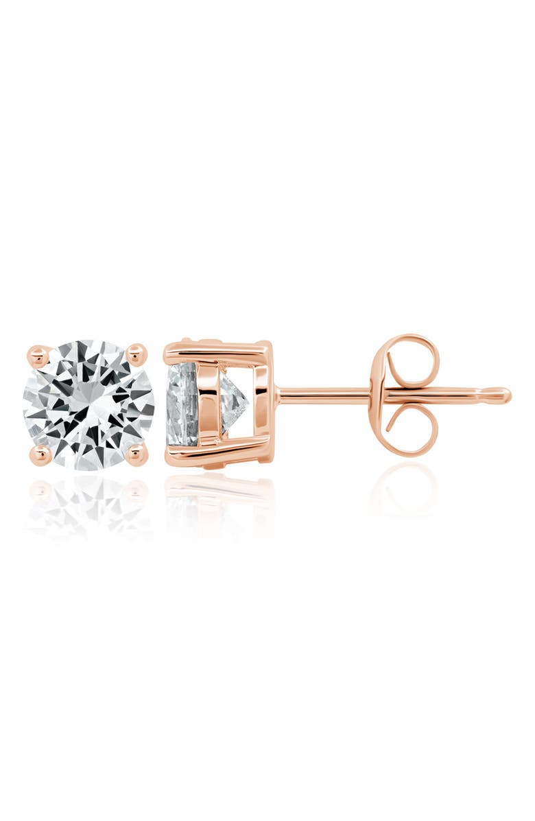 Crislu Brilliant Cubic Zirconia Stud Earrings, Main, color, 18Kt Rose Gold/ Clear Stone