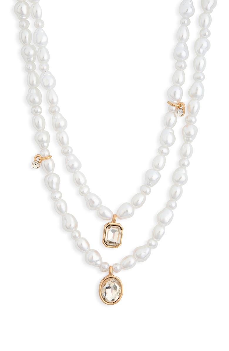 NORDSTROM RACK Faux Pearl & Charm Pendant Layered Necklace, Main, color,