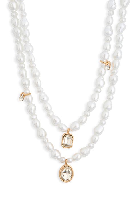 Faux Pearl & Charm Pendant Layered Necklace