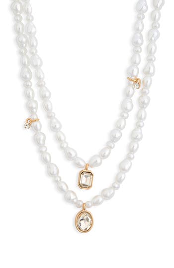 Nordstrom Rack Faux Pearl & Charm Pendant Layered Necklace In White