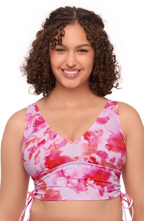 Supportive and Sculpting Cinched Adjustable Midkini Swimsuit Top
