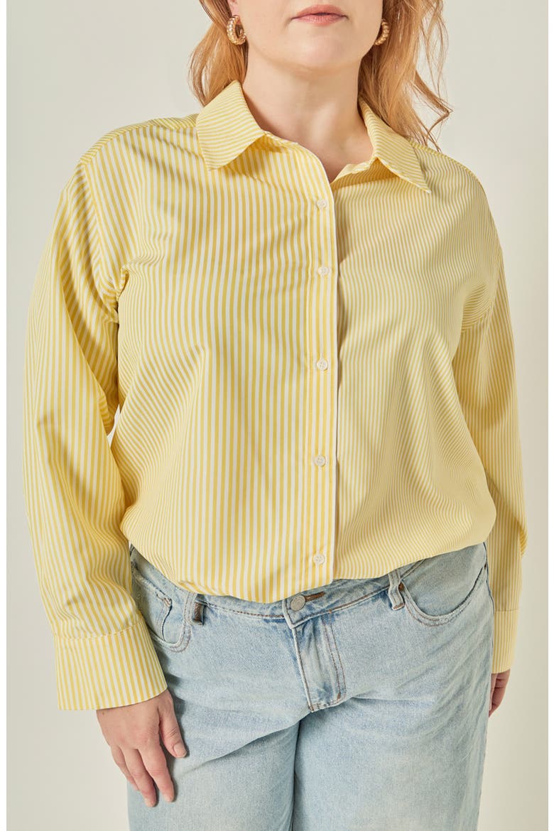Striped Long Sleeve Button Up Shirt, Main, color, YELLOW