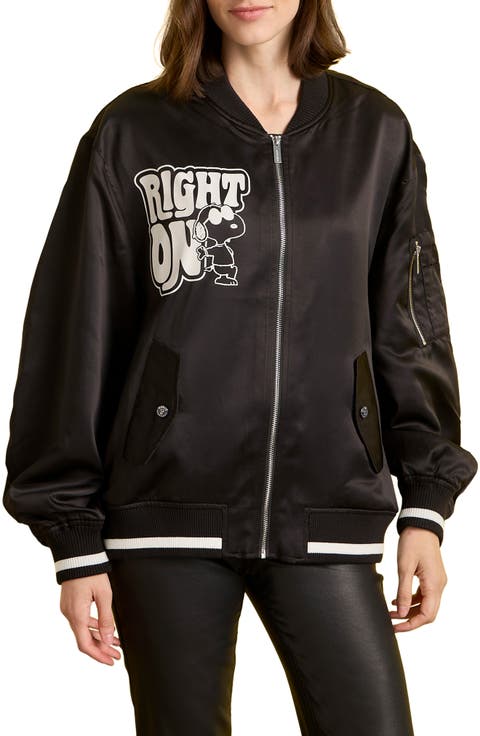 x Peanuts 75th Anniversary Right On Satin Bomber Jacket