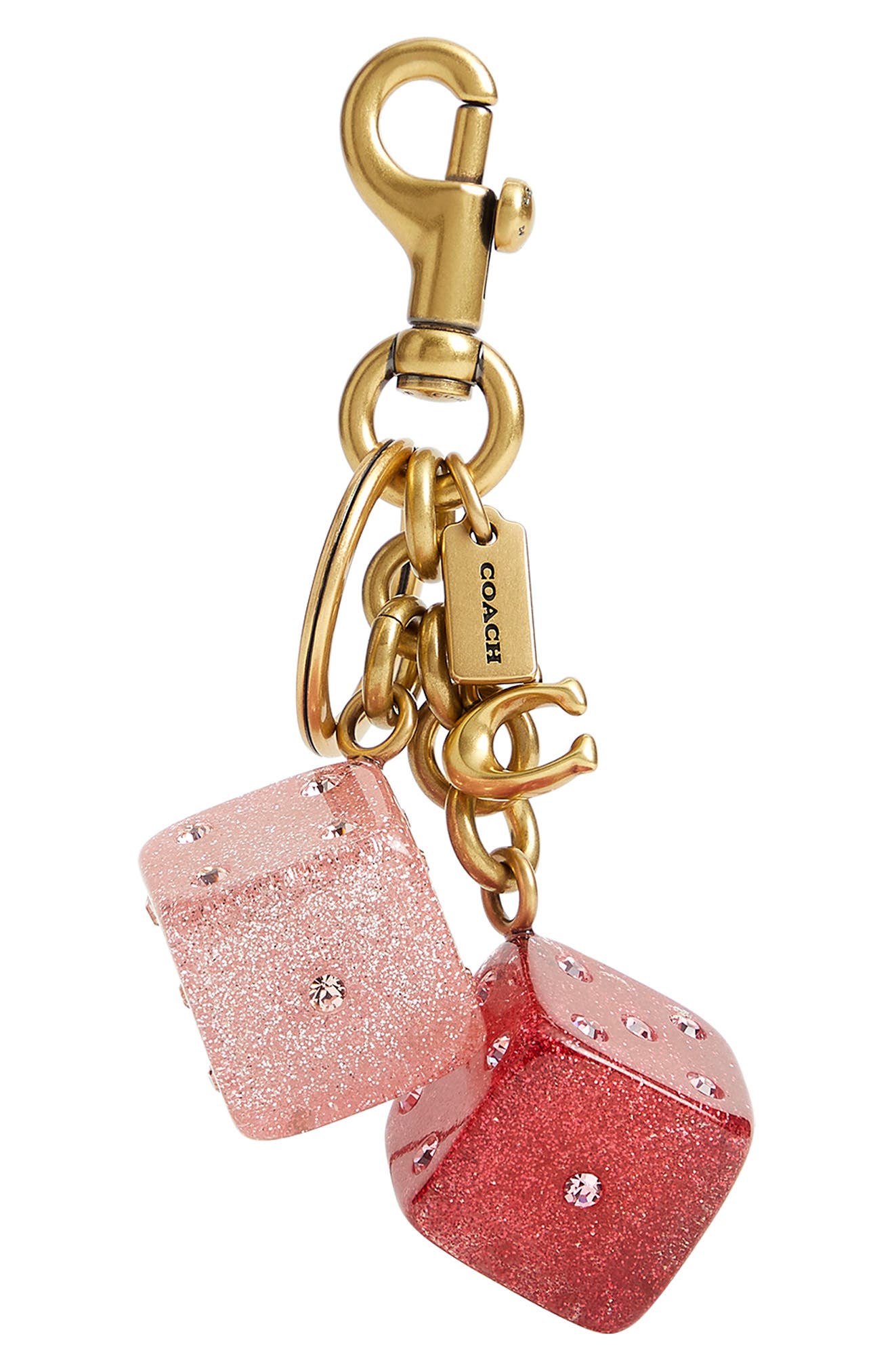COACH Dice Bag Charm, Main, color, Pink Multi