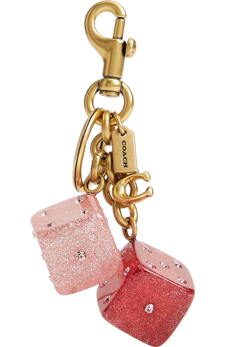 COACH Dice Bag Charm, Main, color, Pink Multi