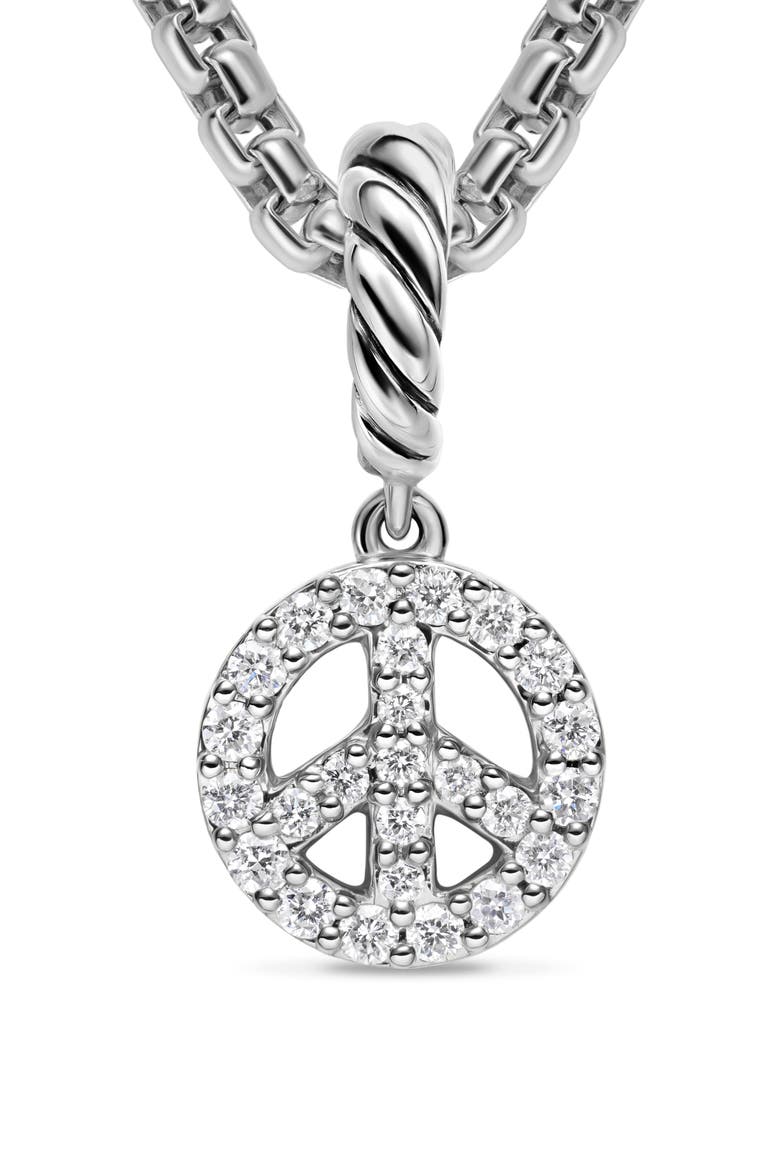 Micro Pavé Peace Sign Enhancer in Sterling Silver with Diamonds, 7.6mm, Alternate, color, DIAMOND