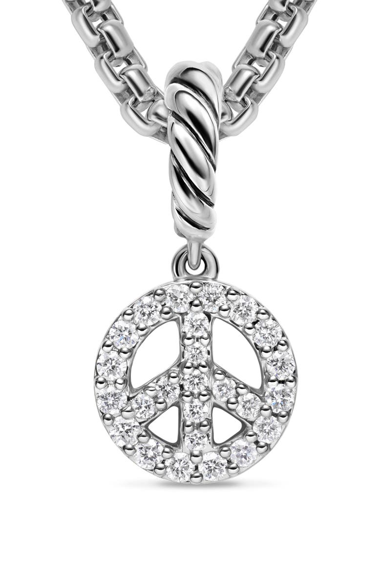 David Yurman Micro Pavé Peace Sign Enhancer in Sterling Silver with Diamonds, 7.6mm, Alternate, color, Diamond