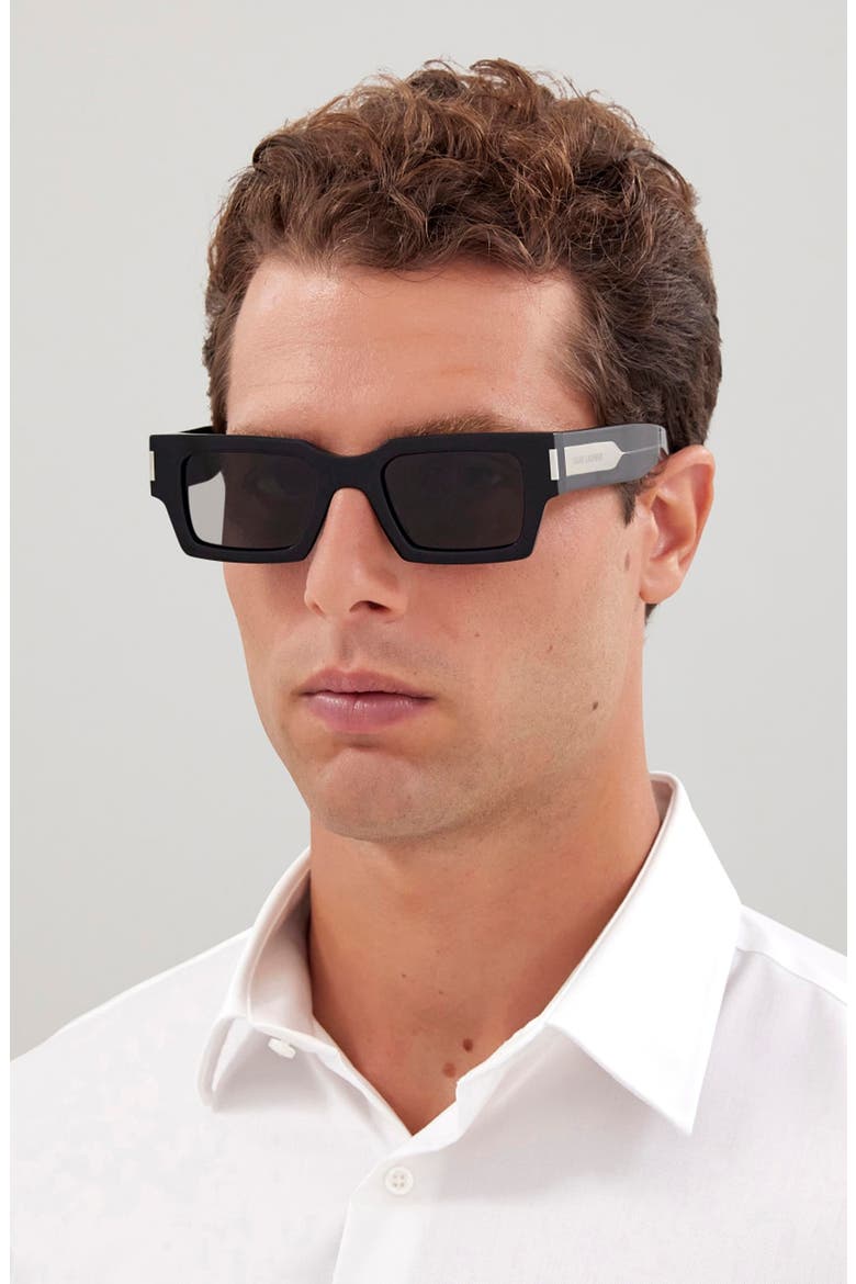 50mm Rectangular Sunglasses, Alternate, color, BLACK