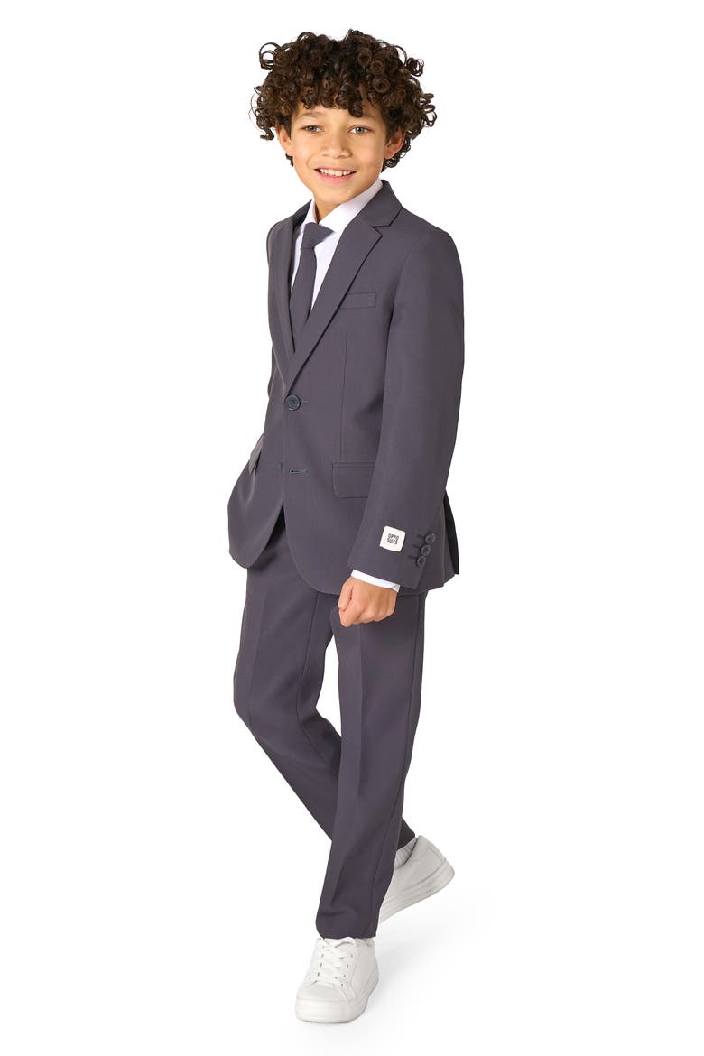 Kids' Charcool Two-Piece Suit & Tie Set, Main, color, GREY