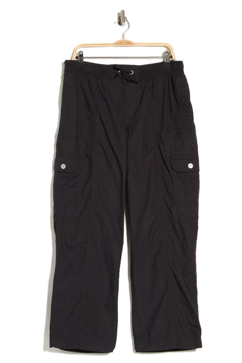 High Waist Straight Leg Cotton Cargo Pants, Alternate, color, BLACK