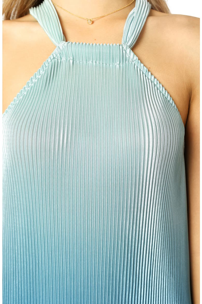 Melody Ombré Halter Neck Plissé Minidress, Alternate, color, BLUE GRADIENT