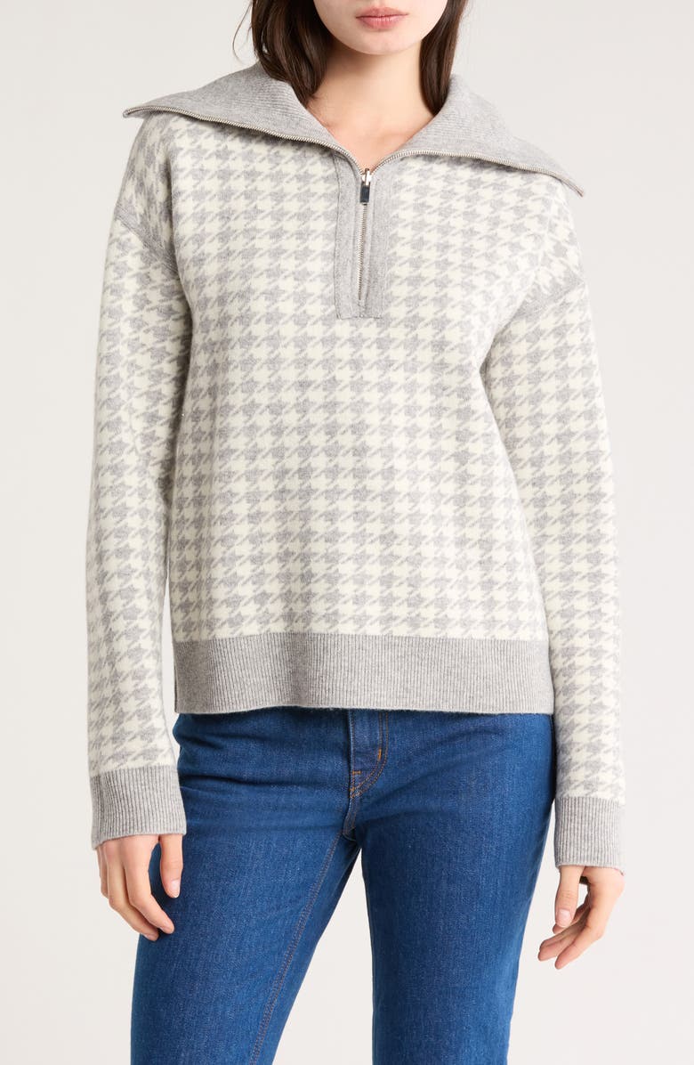 Derek Lam 10 Crosby Samuel Reversible Wool Blend Quarter Zip Sweater, Alternate, color, Light Heather Grey