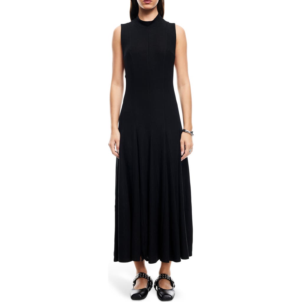 Lioness Indi Sleeveless Mock Neck Maxi Dress In Black