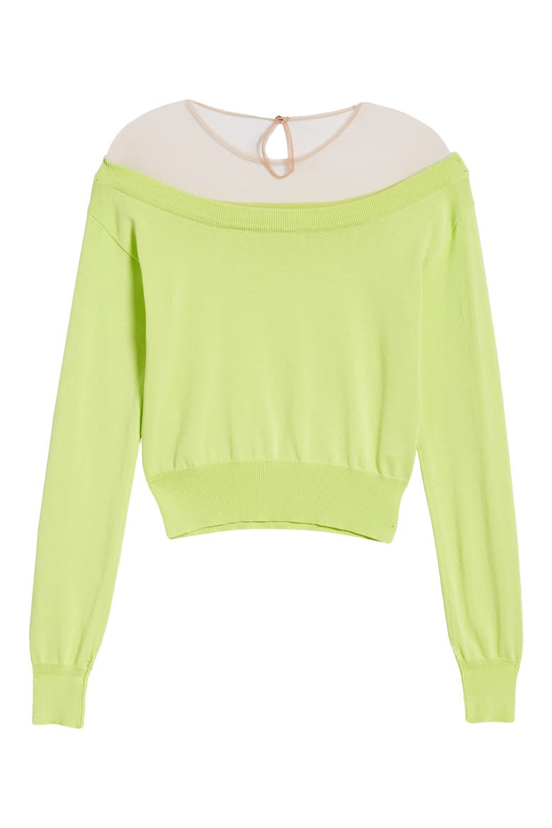 See Through Yoke Sweater, Alternate, color, YELLOW