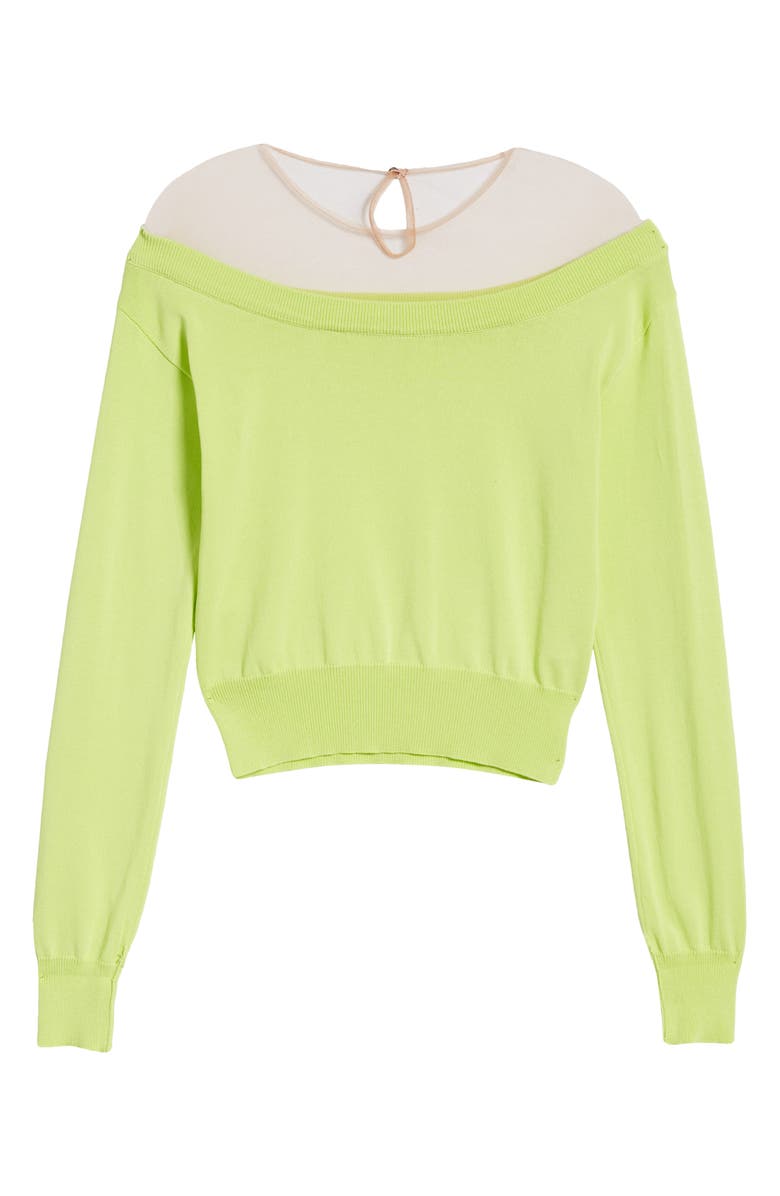 Endless Rose See Through Yoke Sweater, Alternate, color, Yellow