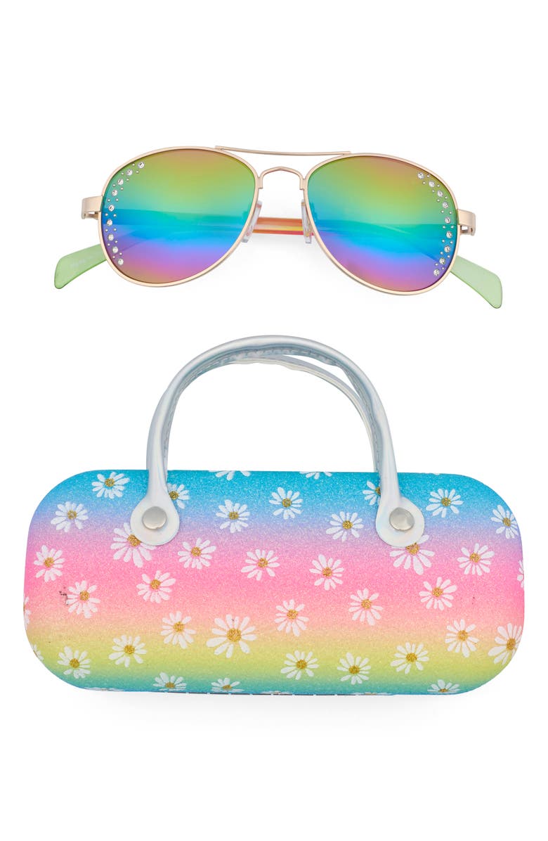FYNN AND RILEY Kids' Aviator Sunglasses & Carrying Case Set, Main, color,