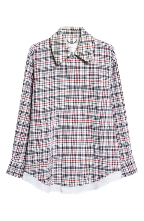 Relaxed Plaid Cotton & Virgin Wool Cocoon Shacket