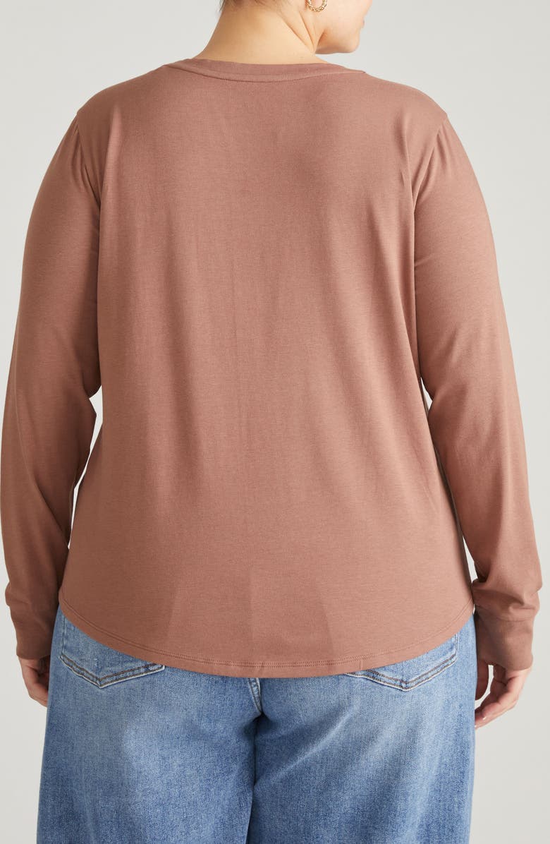 Universal Standard T Rex Long Sleeve Tee, Alternate, color, Allspice Brown