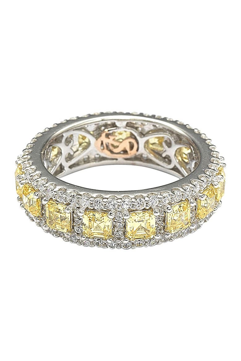 Sterling Silver Asscher CZ Eternity Band Ring, Main, color, YELLOW