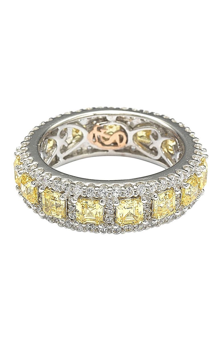 SUZY LEVIAN Sterling Silver Asscher CZ Eternity Band Ring, Main, color, Yellow