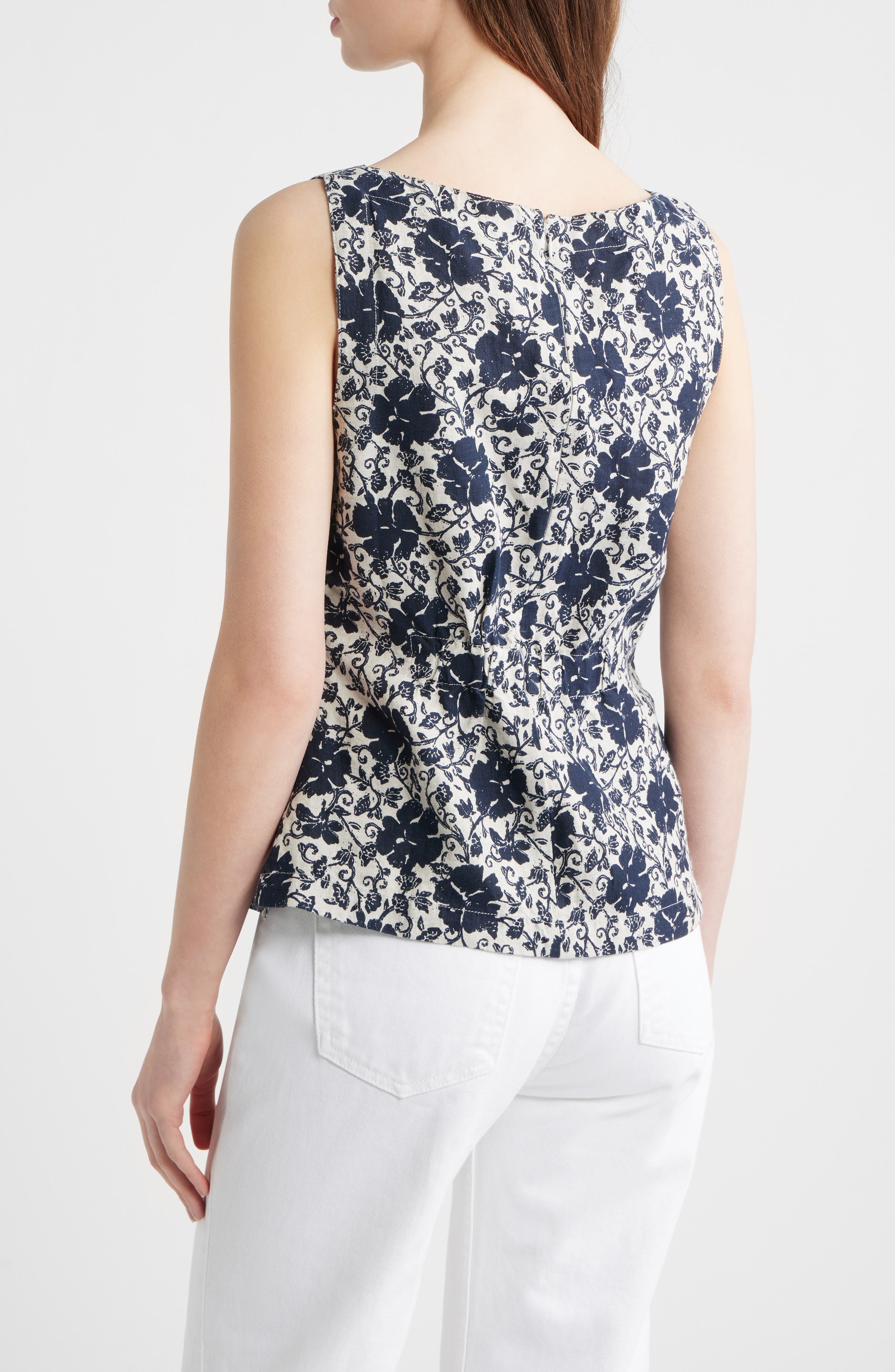 Cinched Boatneck Sleeveless Linen Top - image 2
