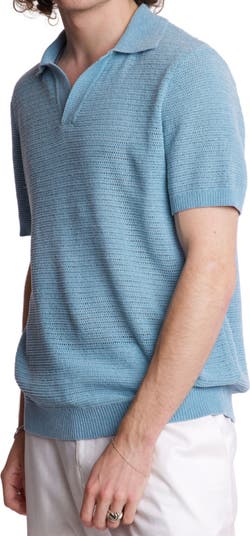 Open Knit Johnny Collar Polo