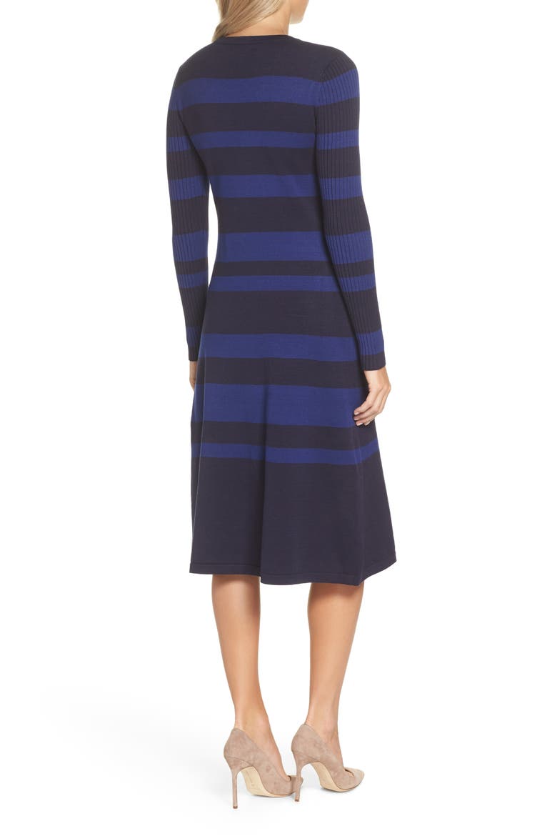 Stripe Midi Dress, Alternate, color, NAVY
