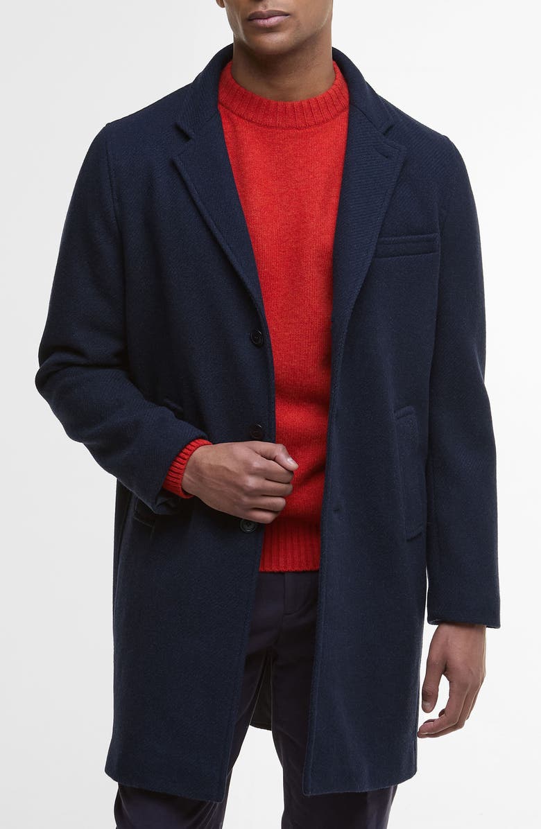 Barbour Kirkbridge Wool Topcoat, Main, color, Navy/ Classic