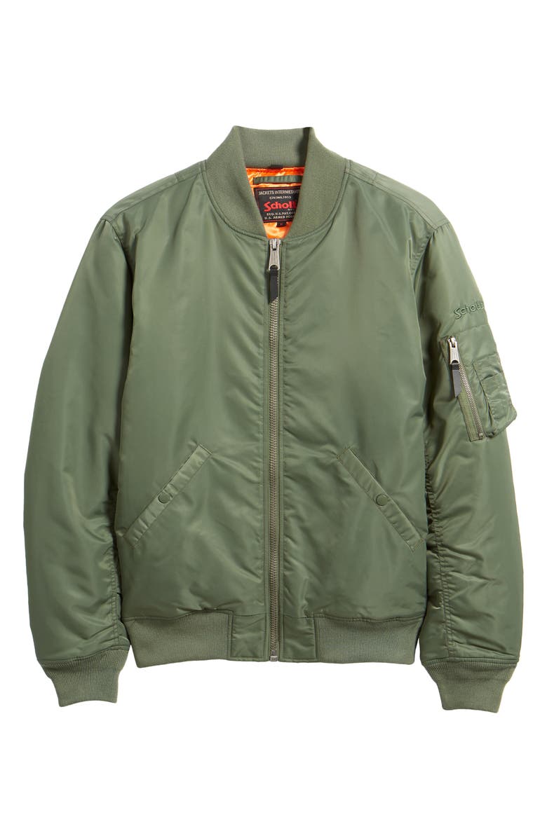 Schott NYC Water Resistant MA-1 Flight Jacket, Alternate, color, Sage